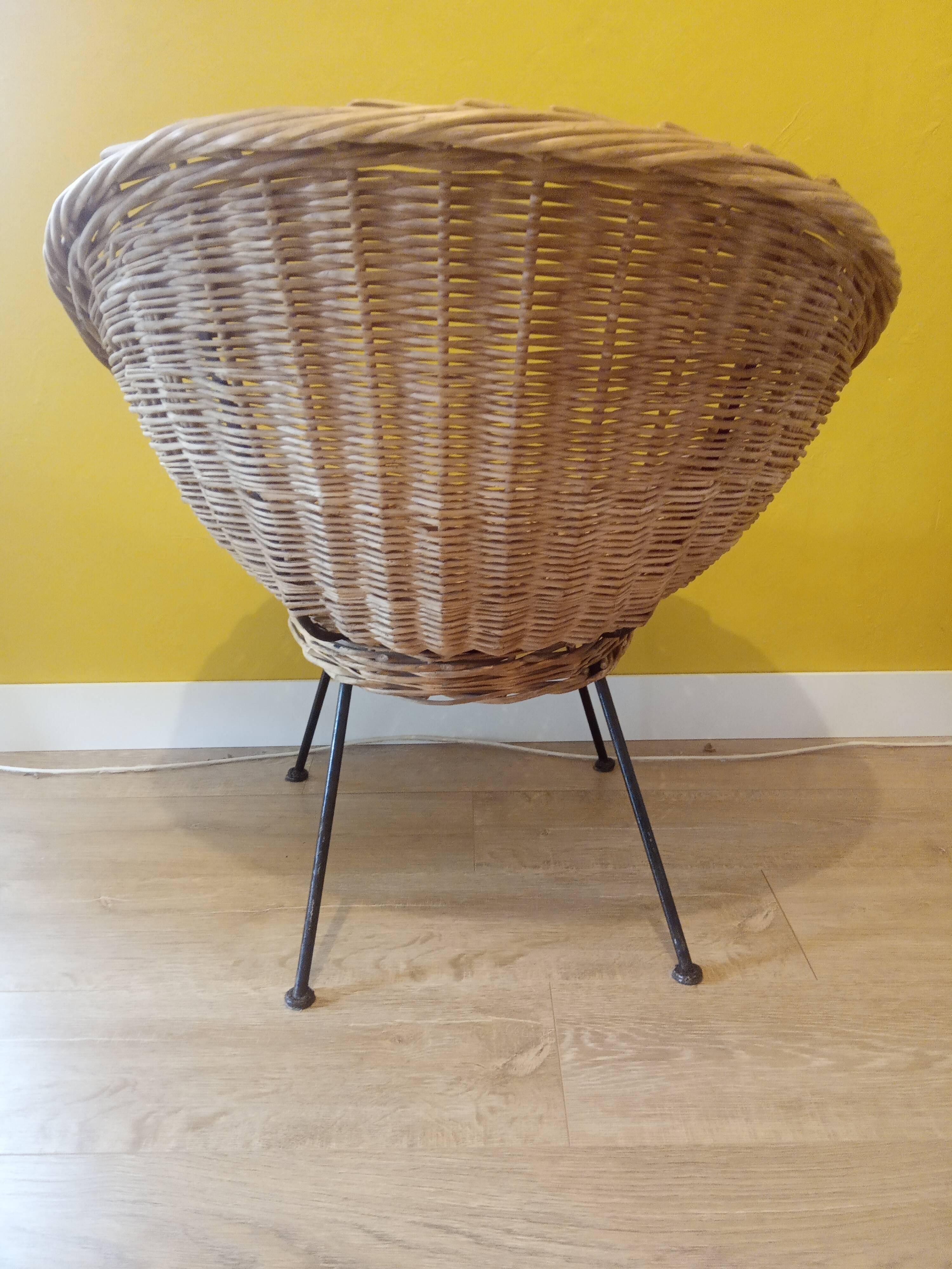 Vintage rattan basket armchairs