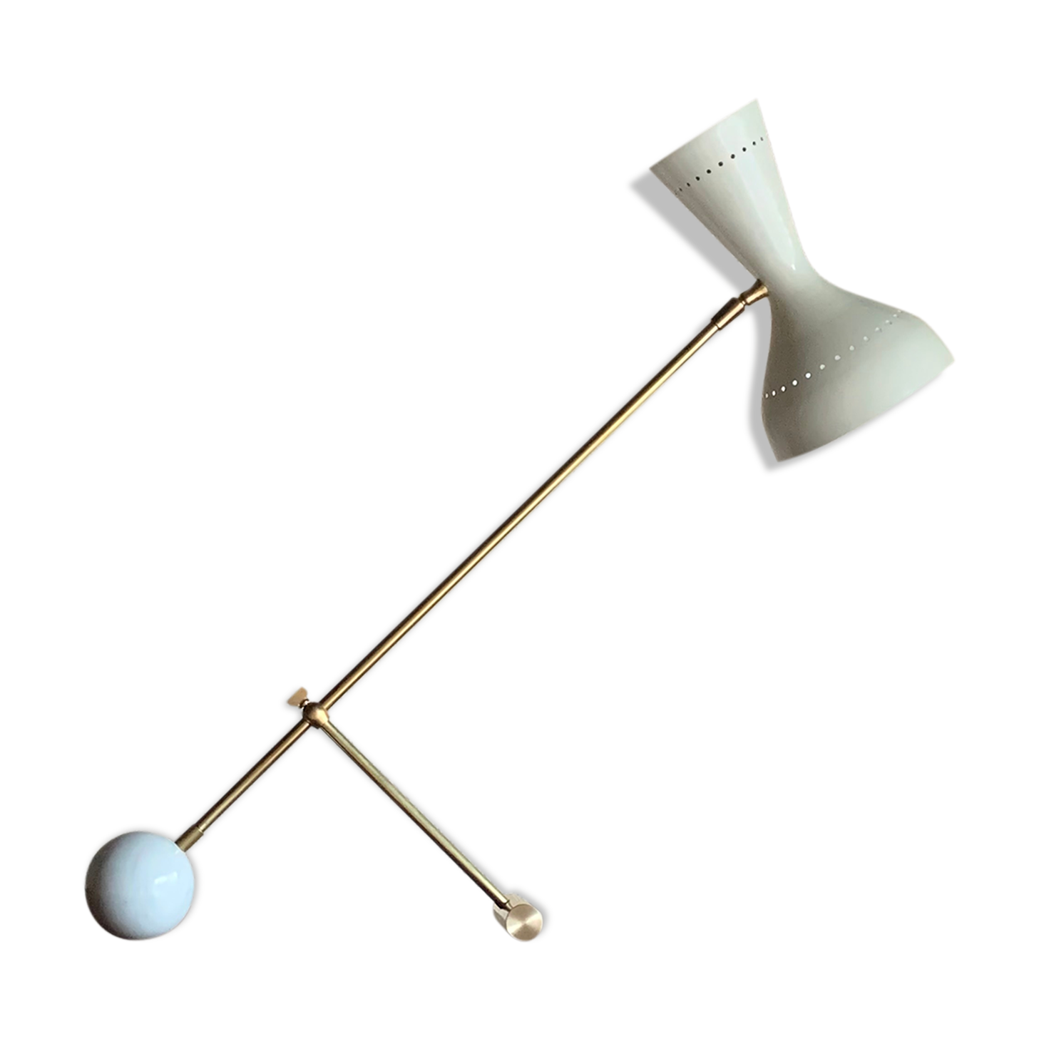 Diabolo lamp with marble counterweight