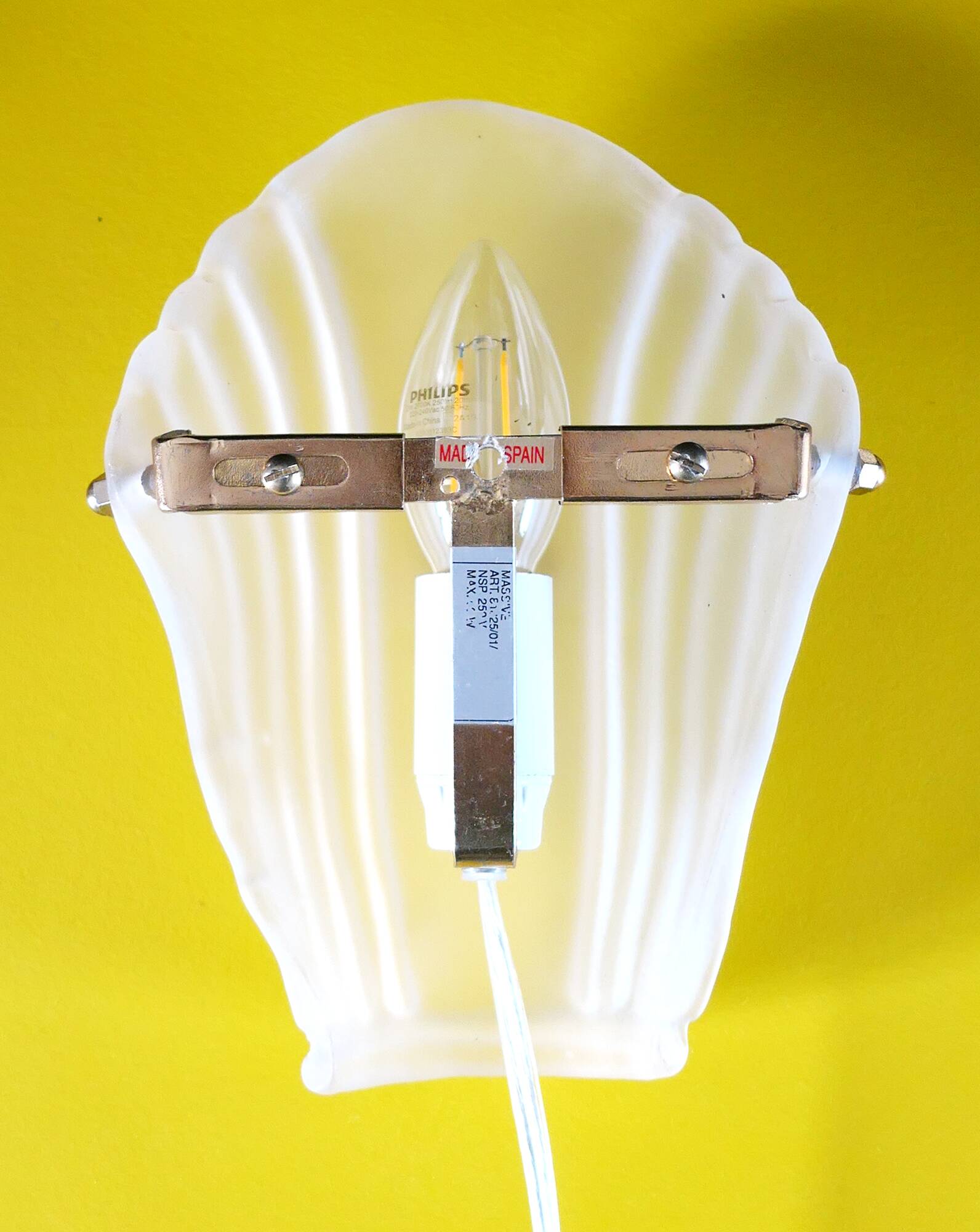 Frosted glass wall light in Art Deco style from the 1980s.