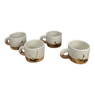 Set de 4 grandes tasses "La Colombe", 1950/60, madeleine brault