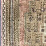 Turkish rug 266x91 cm wool vintage shabby chic runner green, beige