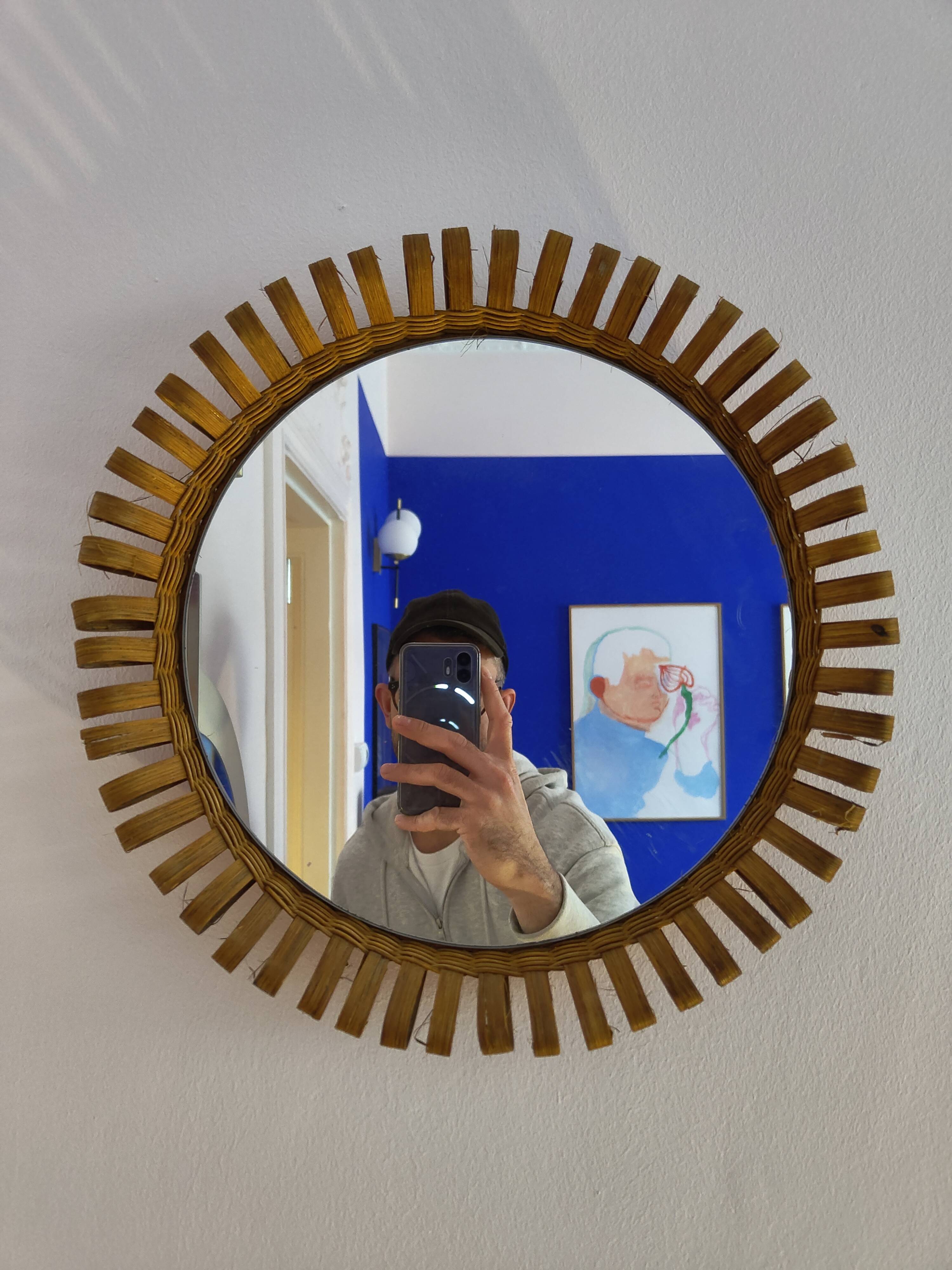 Small rattan mirror from the 60s