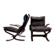Duo de fauteuils cuir "design scandinave" 1950 "Ingmar Relling".