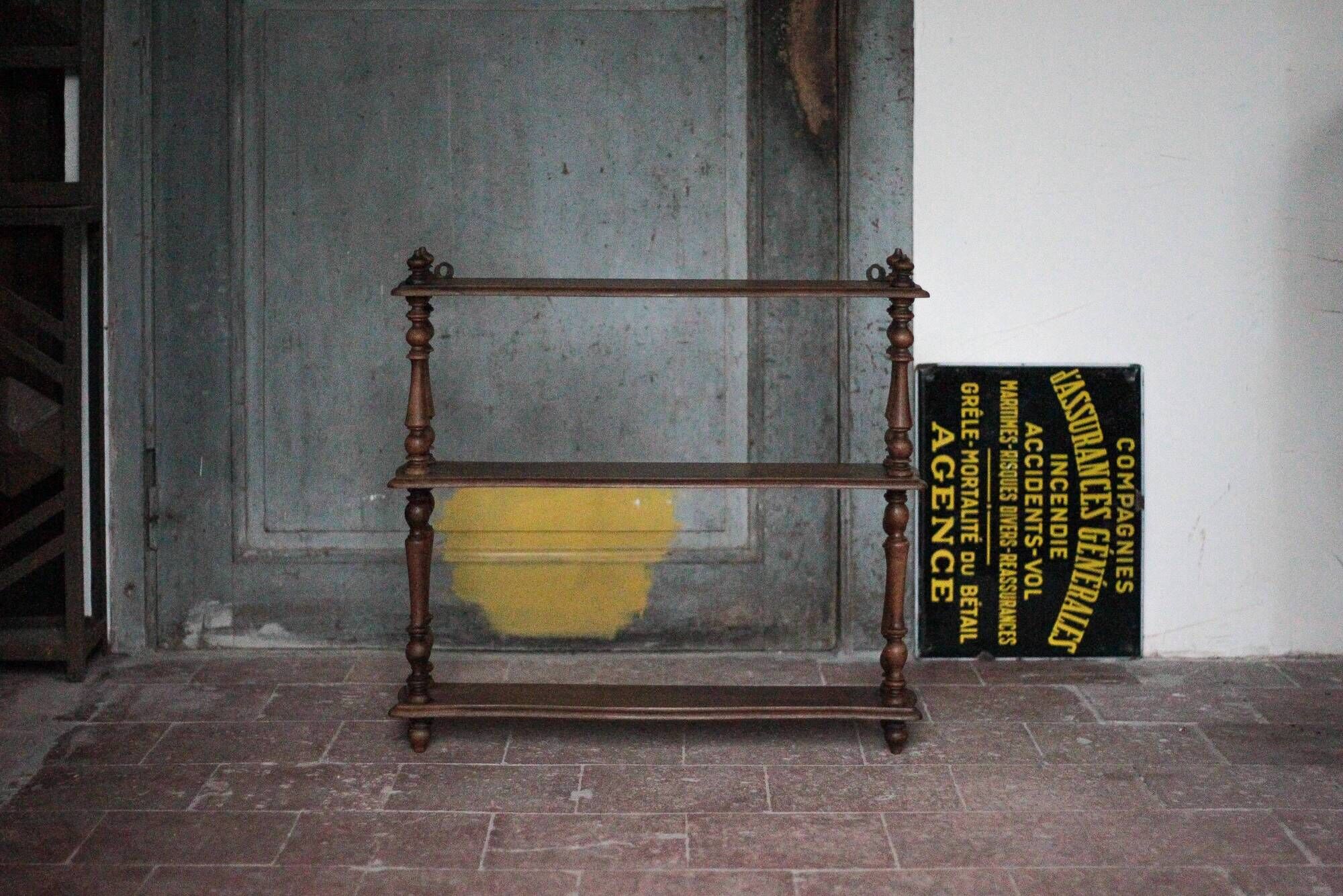 Vintage wall shelf, wooden furniture, living room, kitchen