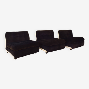 Italian Amanta Lounge Chairs by Mario Bellini for C&B Italia, 1973, Set of 3