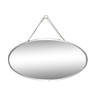 Bevelled oval mirror with its chain
