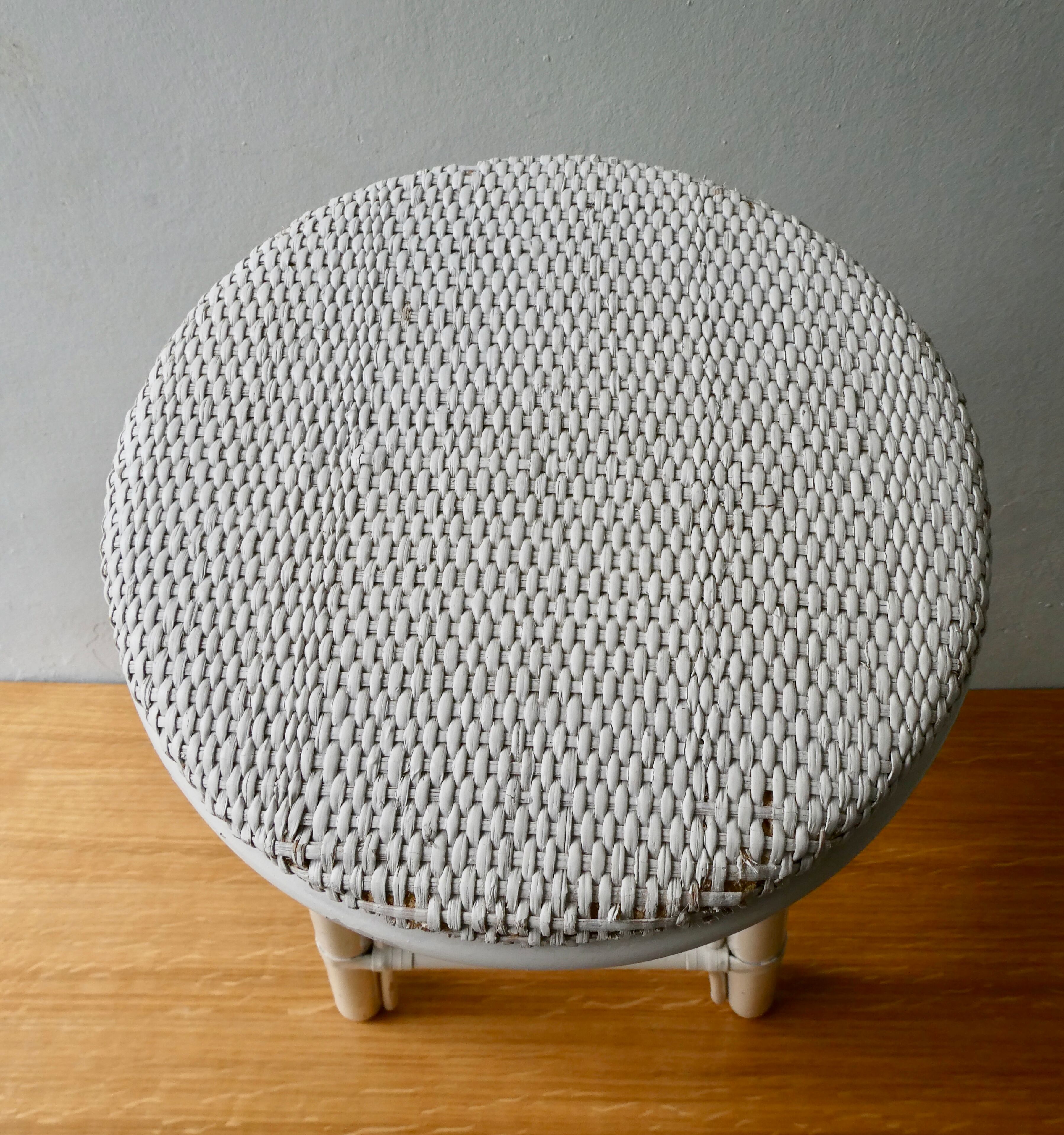 White rattan stool