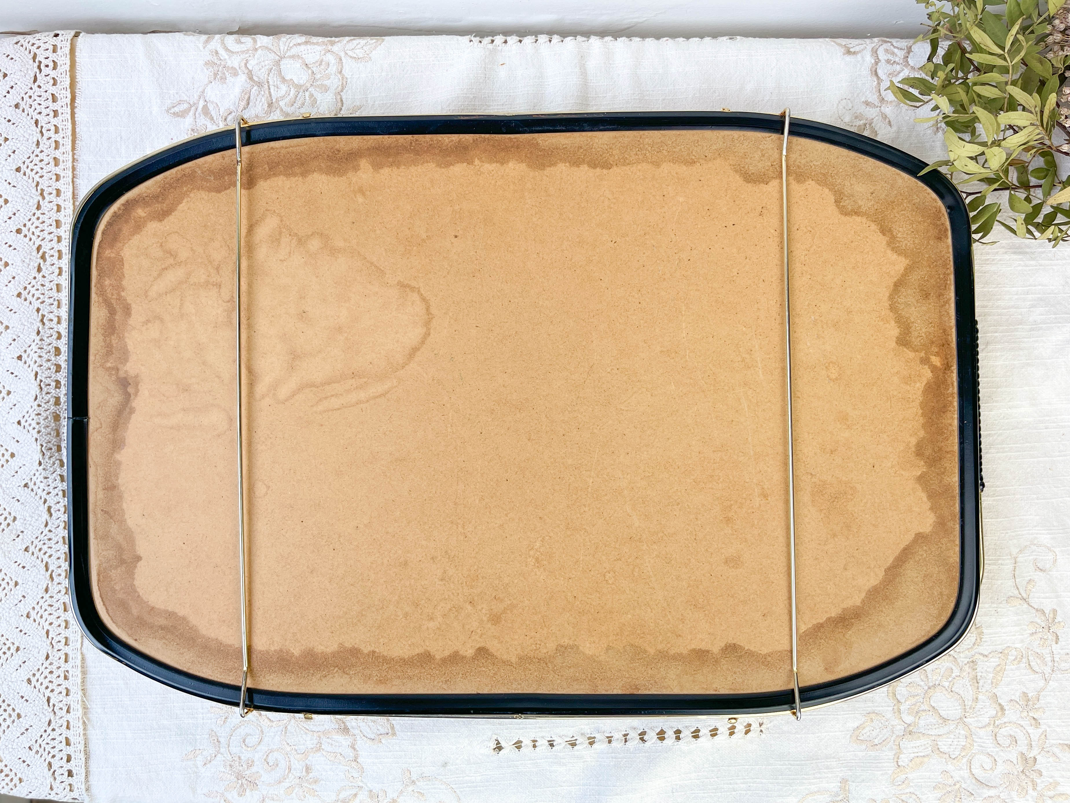 Art Deco style mirror and brass serving tray