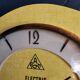 Vintage formica clock silent wall clock 60s "DAM electric yellow black"