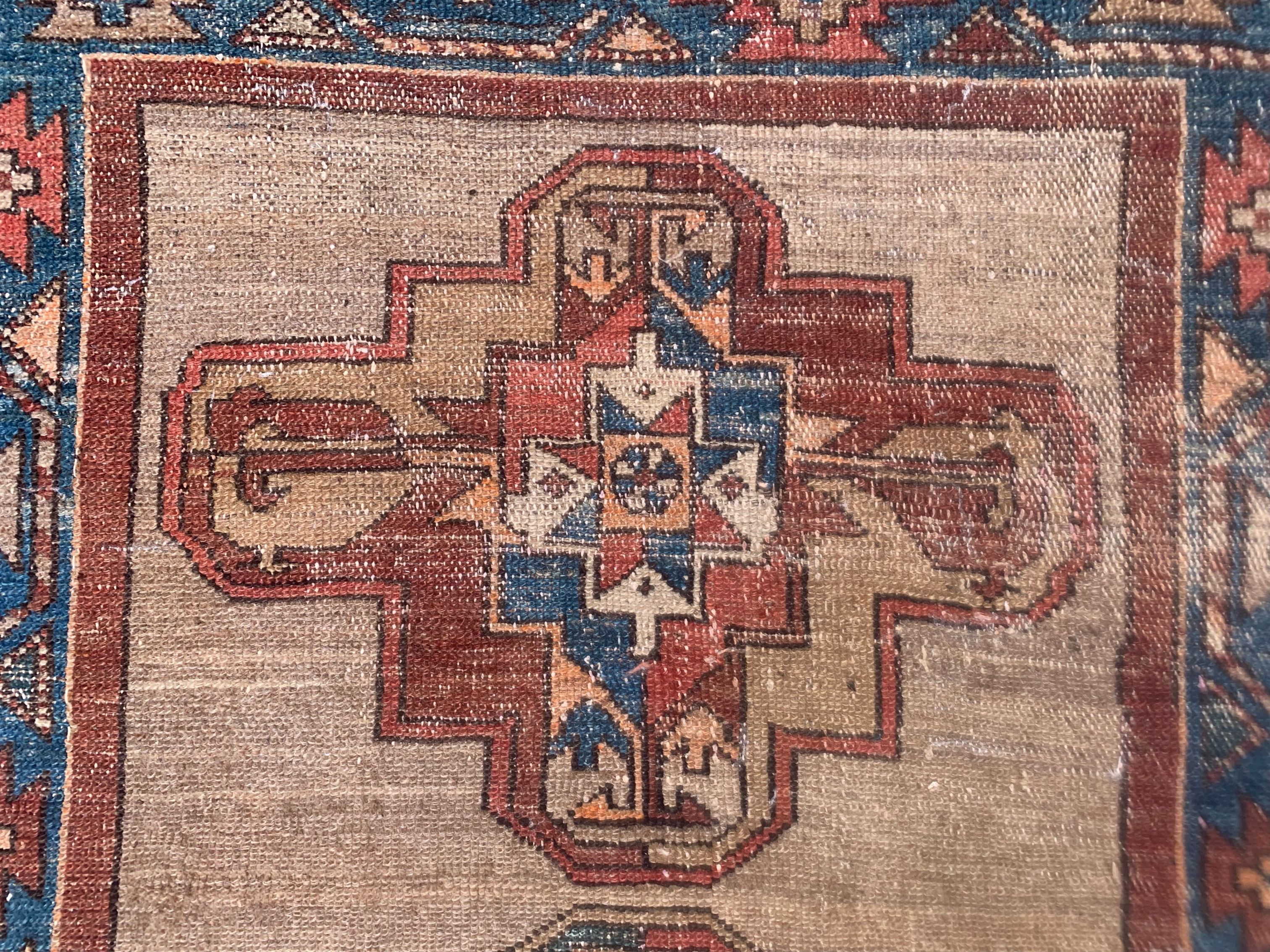 Antique caucasian rug 155x88 cm vintage, wool, red