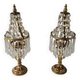 Pair of crystal lamps