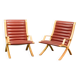 Padded Red Leather High Back AX Lounge Chairs by Hvidt and Molgaard Nielsen