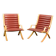 Padded Red Leather High Back AX Lounge Chairs by Hvidt and Molgaard Nielsen
