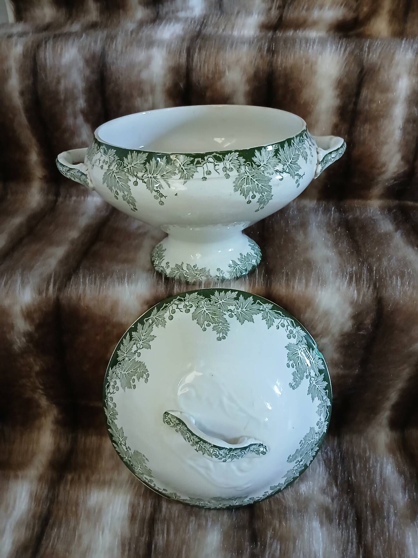 Small antique soup tureen in ironstone