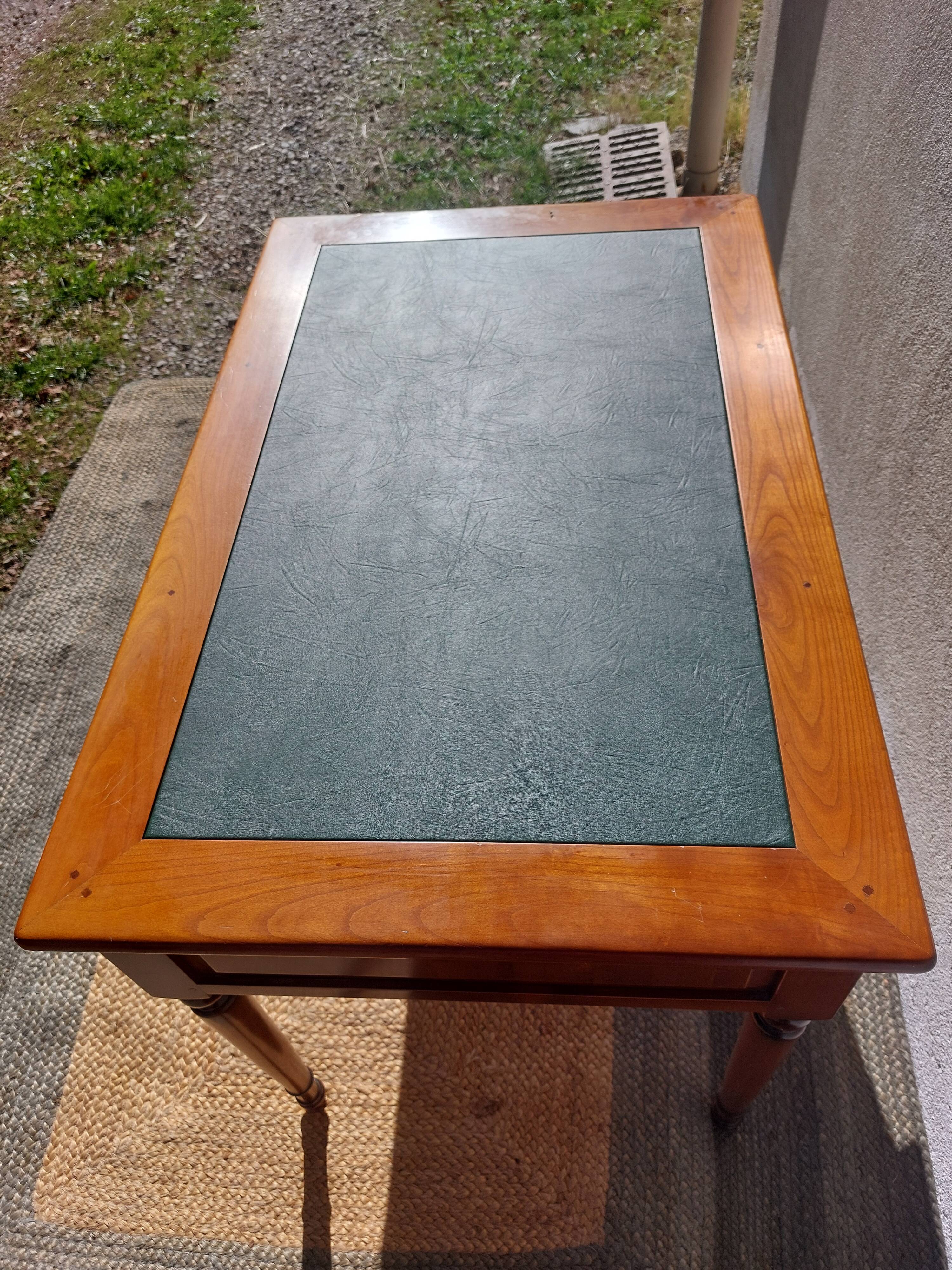 Desk, green leather top