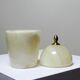 Small vintage box in beige marble/alabaster and brass