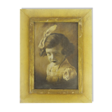 Antique oil painting portrait young lady oil on panel with gilded frame