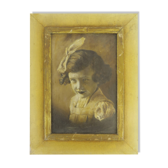 Antique oil painting portrait young lady oil on panel with gilded frame