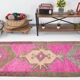 Pink Brown Vintage Runner Rug 94x299Cm