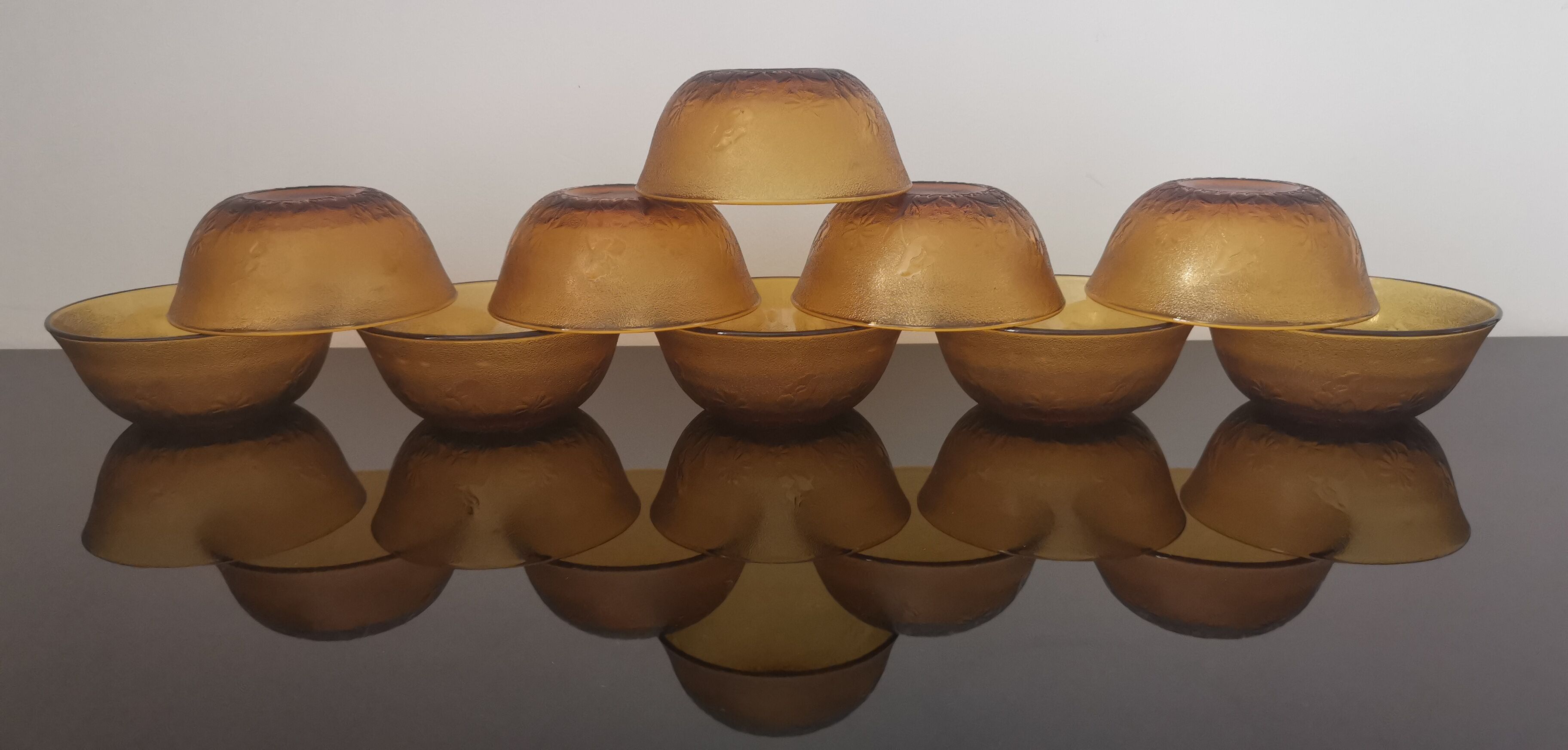 10 ramequins en verre ambré made in France vintage 70'S