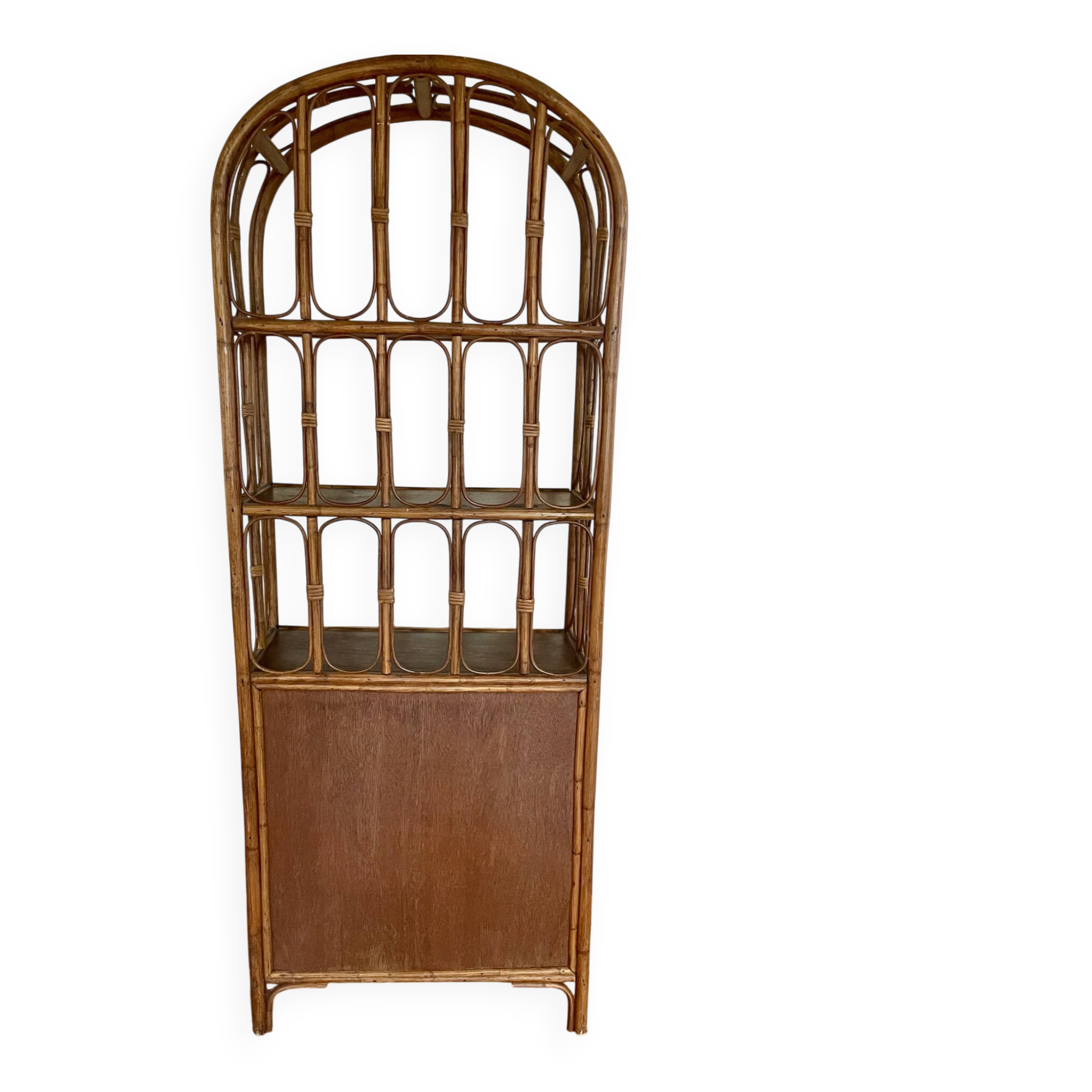 Vintage rattan shelving unit