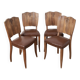 Ensemble de 4 chaises Art déco en bois sculpté