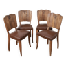 Ensemble de 4 chaises Art déco en bois sculpté