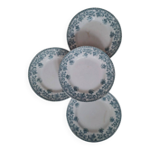 Lot de 4 assiettes anciennes en Terre de Fer de Saint-Amand, modèle "Jane"
