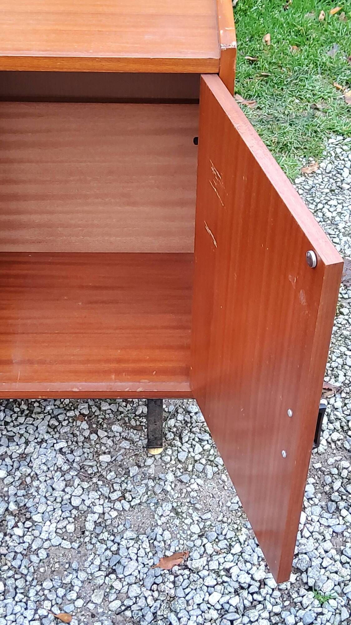 Pair of vintage mahogany sideboards with square metal legs from the 60s