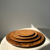 Set of 4 flat monoxyl teak trays