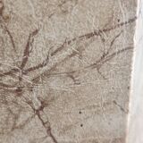 Vintage Italian table lamp in turned wood and leather lampshade