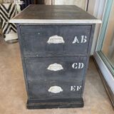 Antique professional furniture in patinated wood with 3 administration locker drawers