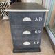 Antique professional furniture in patinated wood with 3 administration locker drawers