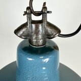 Industrial Blue Enamel Factory Lamp with Cast Iron Top, 1960s