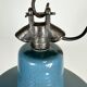 Industrial Blue Enamel Factory Lamp with Cast Iron Top, 1960s