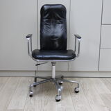 Swivel office chair in black leather - Frederick Scott for Hill - UK - 1970's