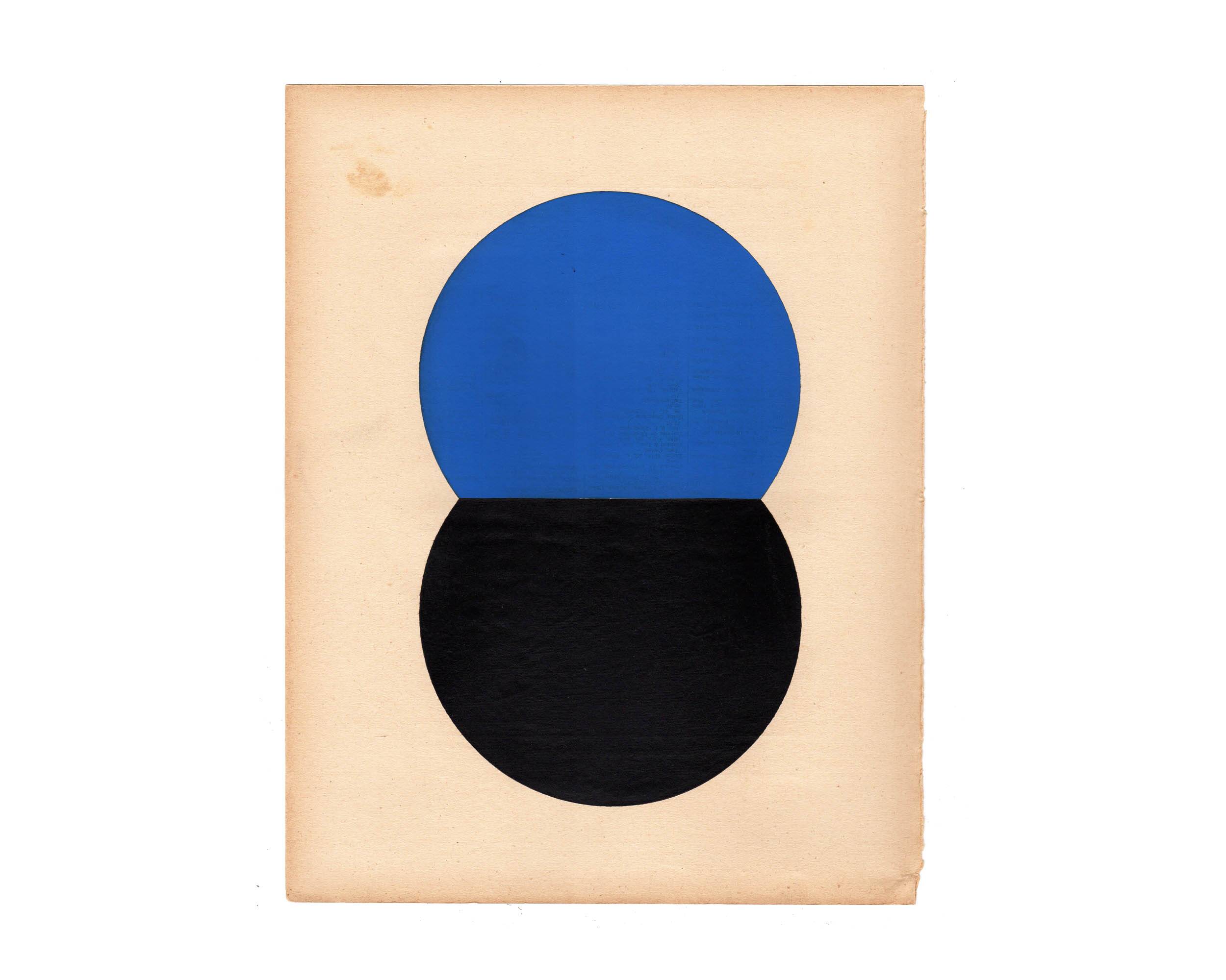 Collage on old paper - LOKI - Blue and black - signed eawy