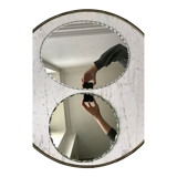 Duo of beveled mirror trays 50s