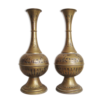 Pair of Egyptian brass vases