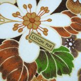 6 cotton napkins - brown and green floral pattern - Gévéor France - vintage 70s