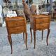 Pair of Louis XV style bedside tables in solid cherry wood.