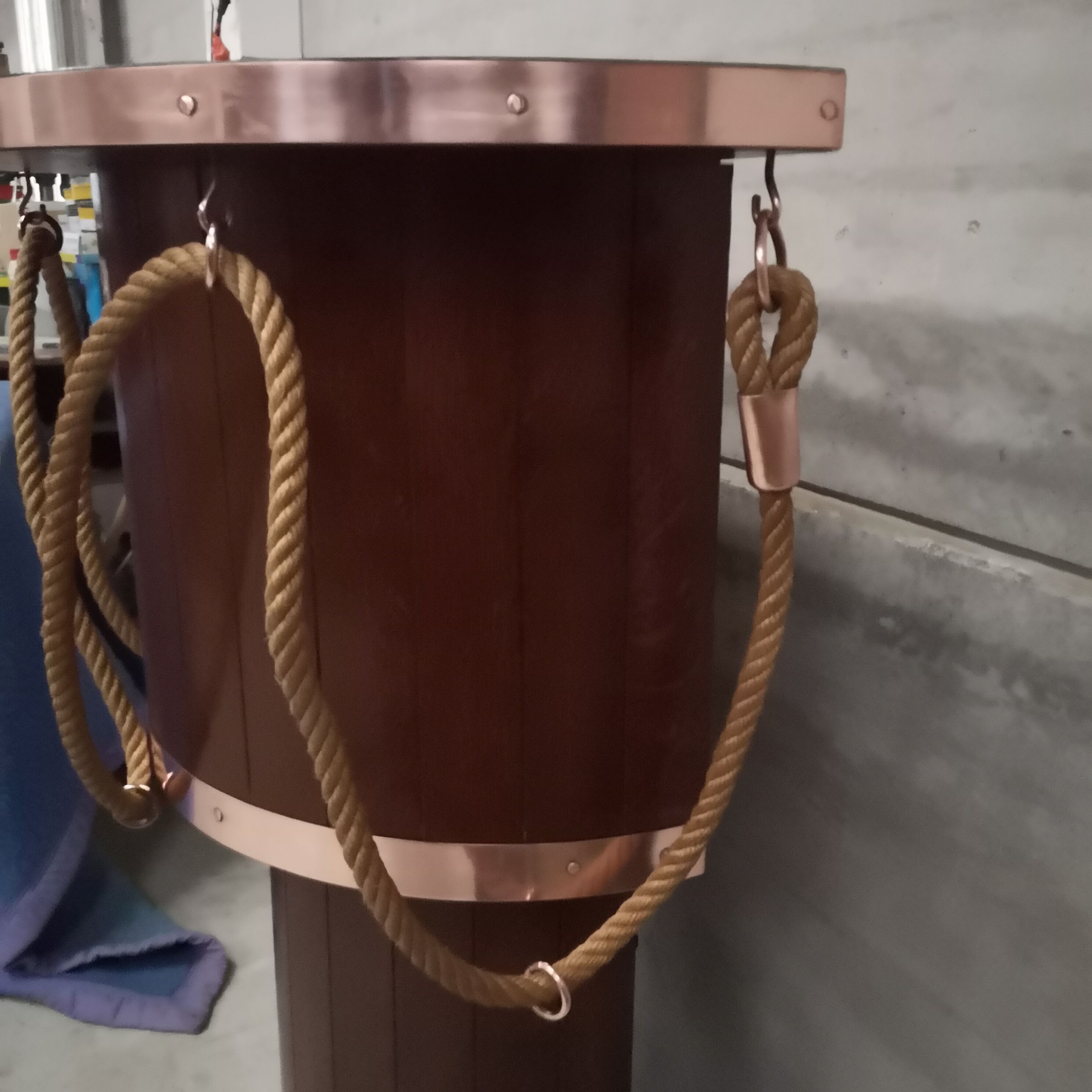 Dutch boat bar solid oak and red copper 1940 1950 art deco