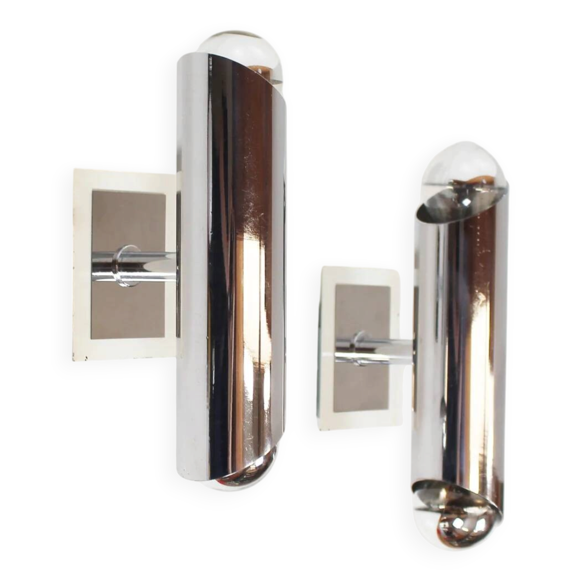 Set of chrome wall lamps in the style of Sciolari