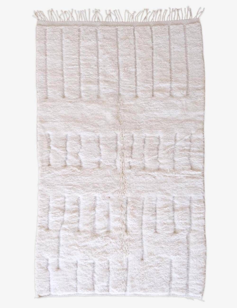 White Beni Mrirt Rug - 262 x 151 cm