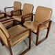 Lot 6 chairs armrests vintage 70s Scandinavian design leather and wood