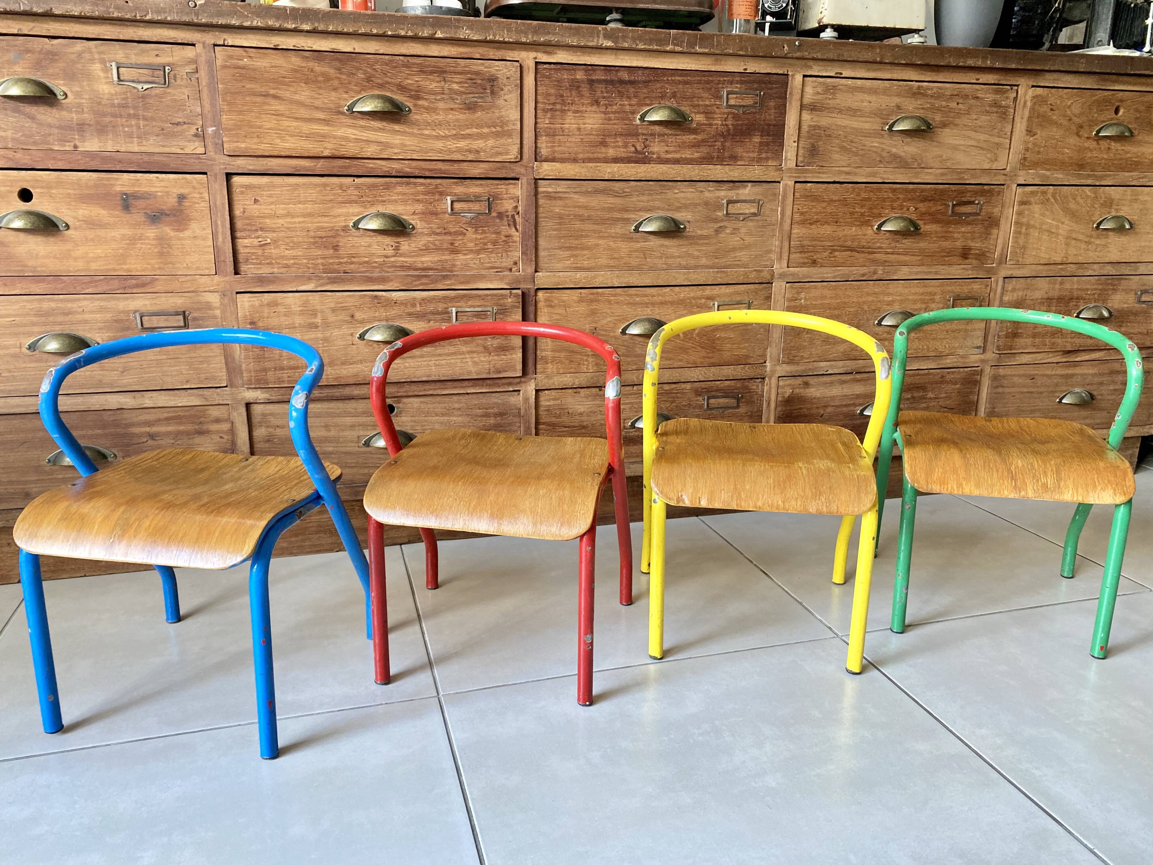 Vintage child school chair Jacques Hitier