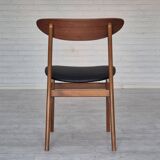 1960s, set of 4 Danish dining chairs by Farstrup, bent teak wood, reupholstered.