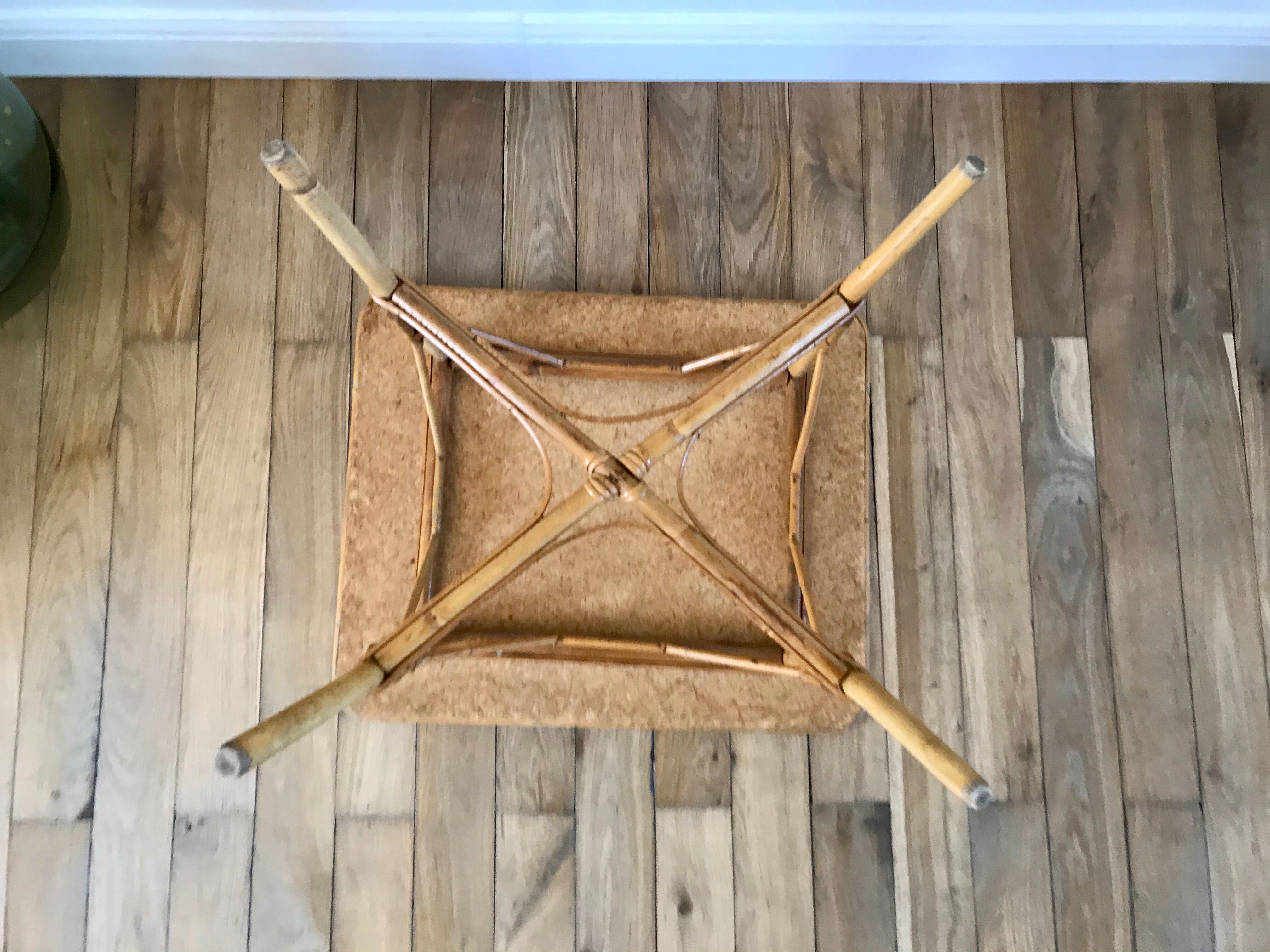 Coffee table in rattan and bamboo 60s
