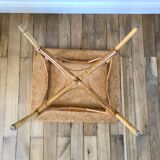 Table basse en rotin et bambou années 60