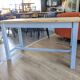 Sky blue and light wood farm table early 20th century 138 cm